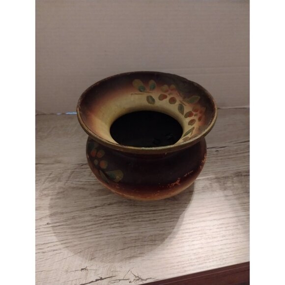 Vintage Hand-Painted Ceramic Floral Vase 7.5" X 5" Rustic Decor - Picture 6 of 6